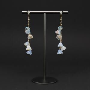 Handmade Floral Glass Earrings 3.25” Statement Dangle Boho Chic